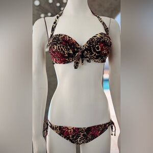 Shan Multicolor Animal Print 2pc. Bikini Underwire Top Sz 10 D-cup, NWT